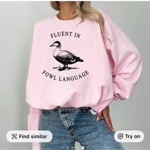 Pink Graphic Sweatshirt with Duck Print